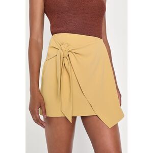 LULUS SHORT SKIRT YELLOW LARGE TIE FRONT NEW